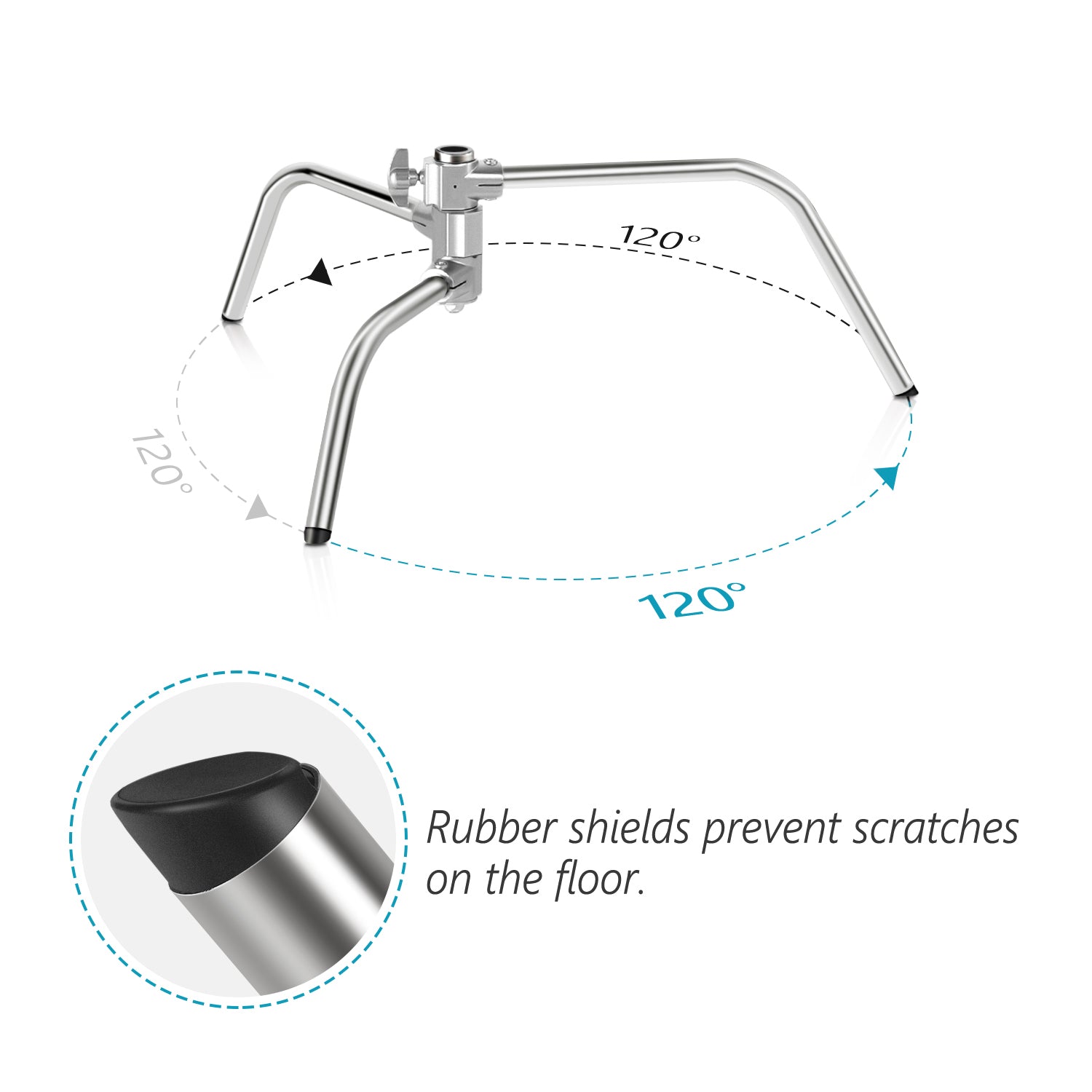 This Stainless Steel C-Stand features rubber shields.