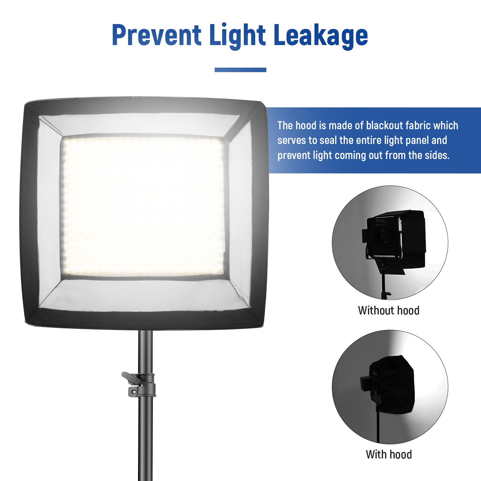 NEEWER 12.2” x 11.4” Foldable Softbox can prevent light leakage.