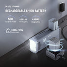 the 14.4V 3200mAh battery offers 500 full power flashes with 0.01-1.8 sec fast recycling.