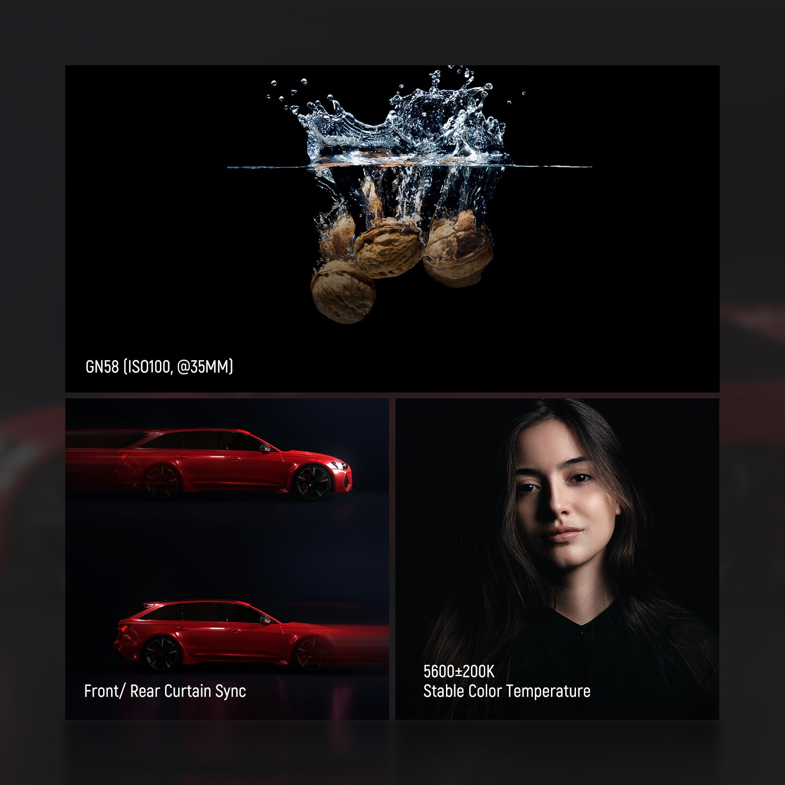 Stable color temperature at 5600±200K over the entire power range.