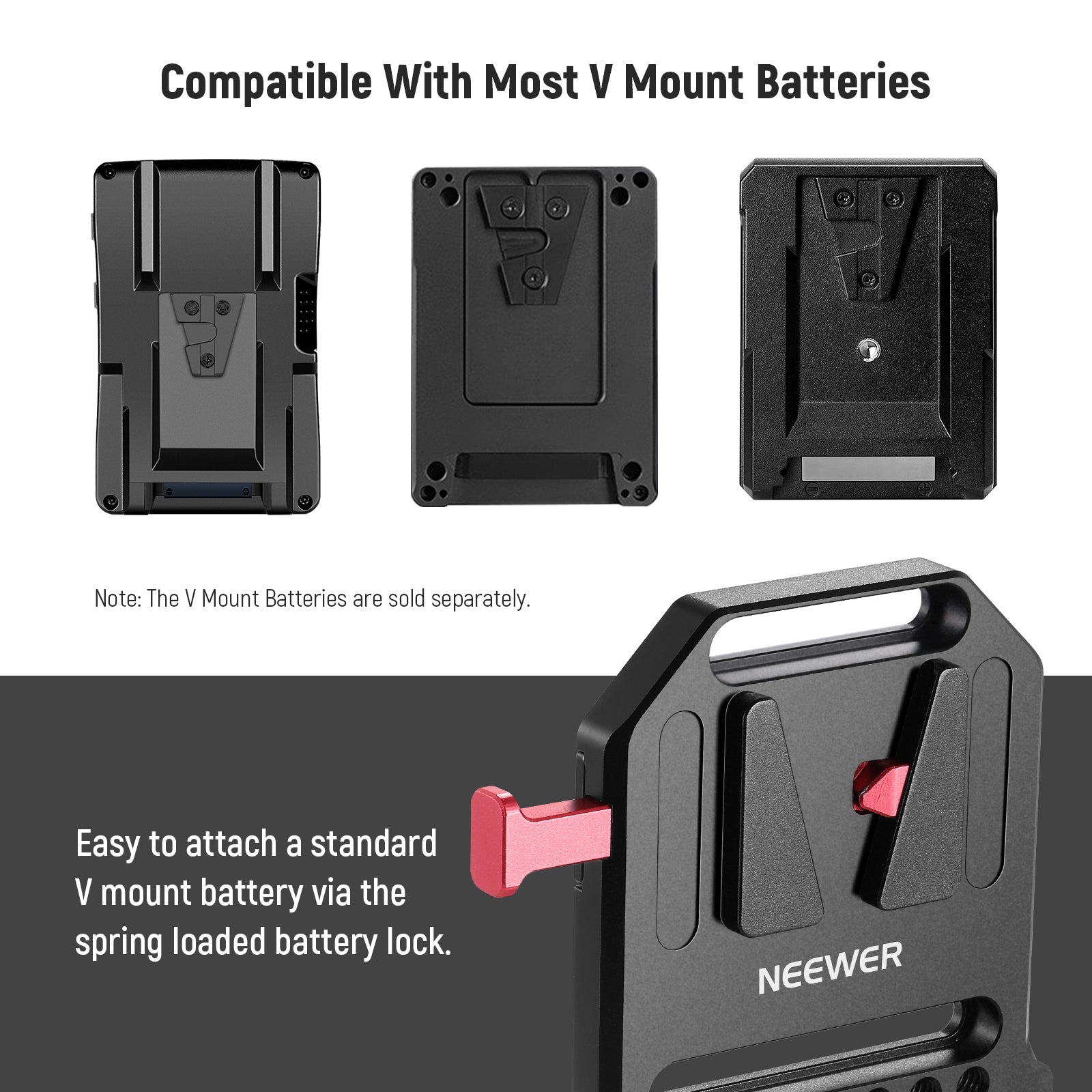 NEEWER ST43 V mount battery plate is for standard V mount batteries