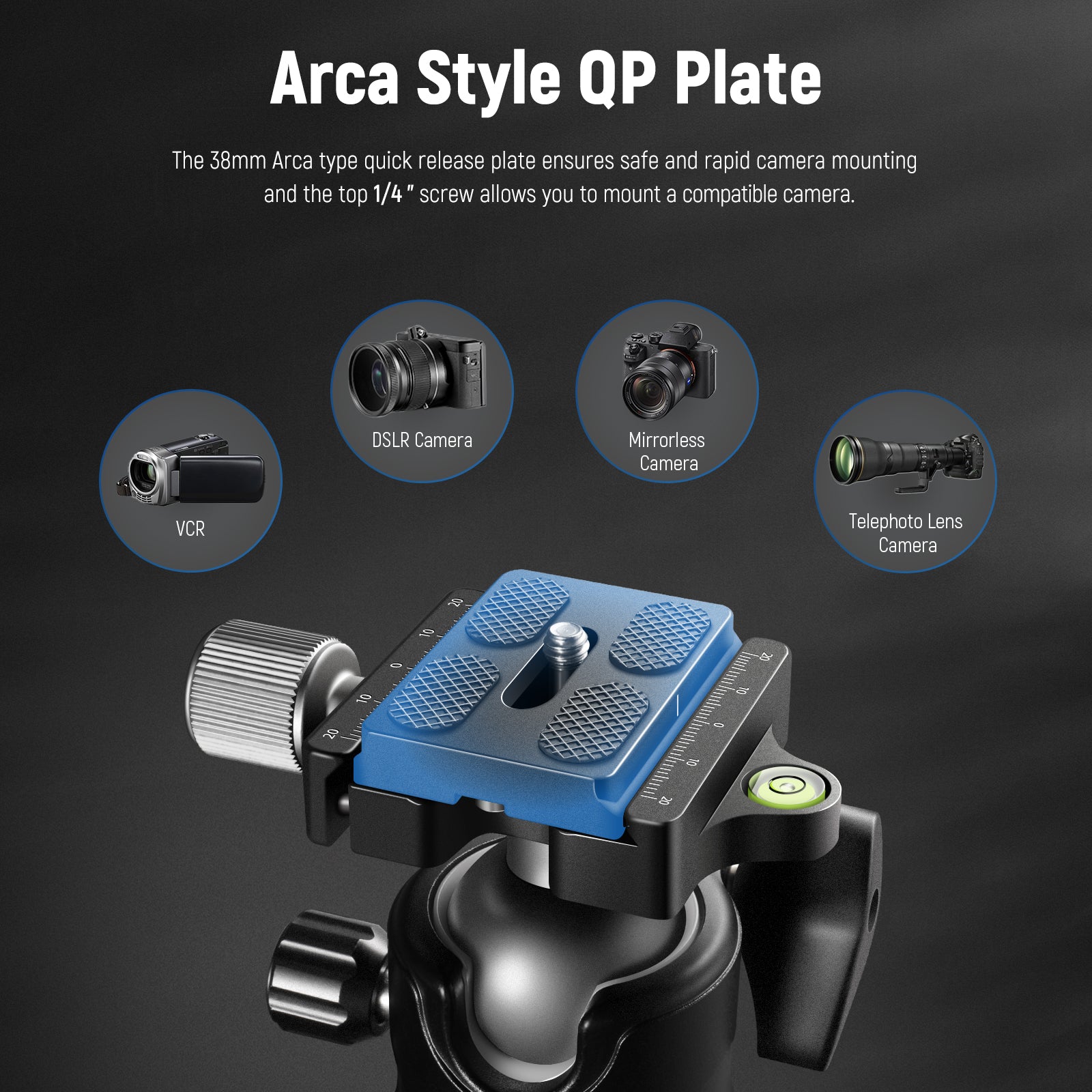 NEEWER GM36 Panorama Tripod Ball Head ensures safe and rapid camera mounting.