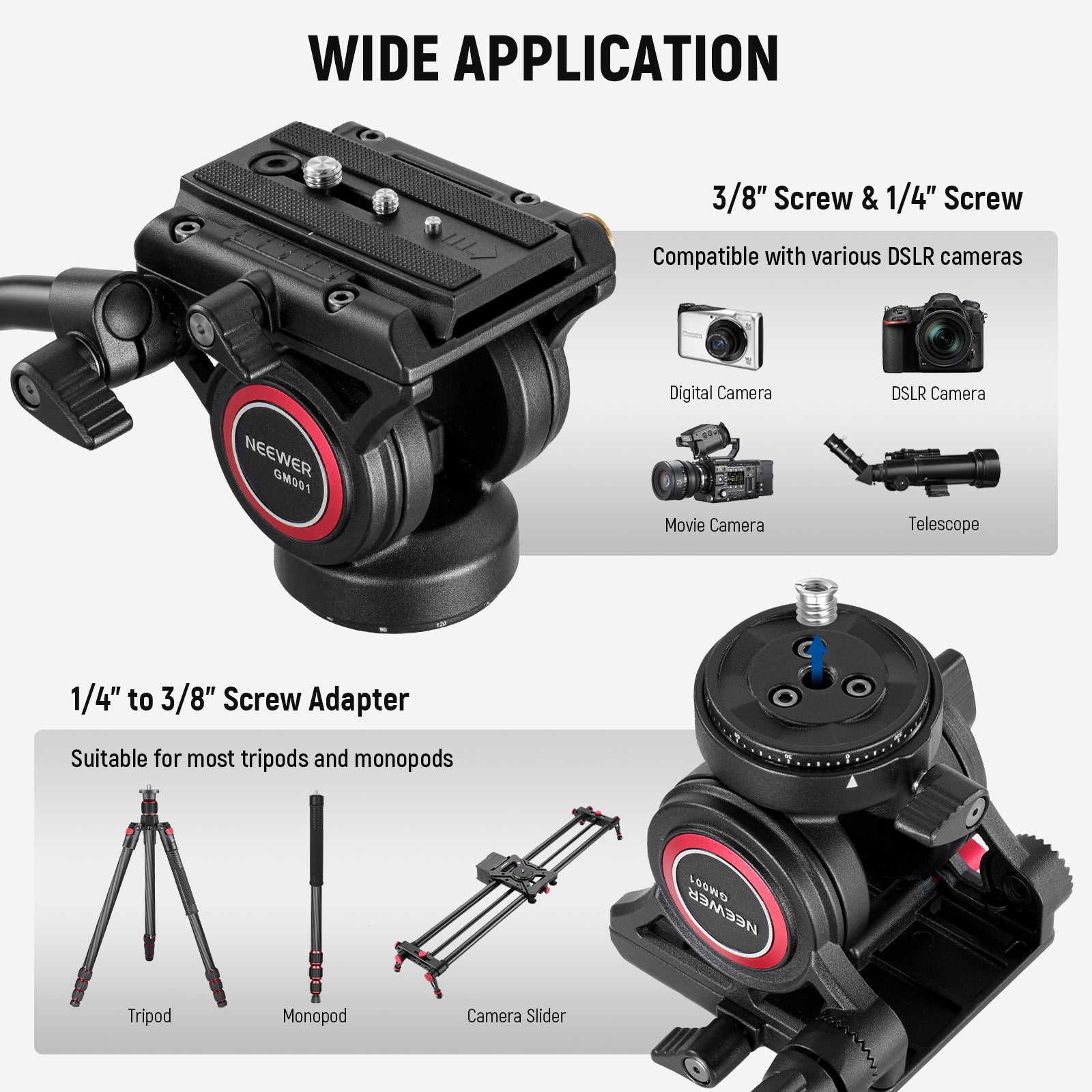 Wide Applications of the NEEWER GM001 Metal Heavy Duty Video Tripod Fluid Head