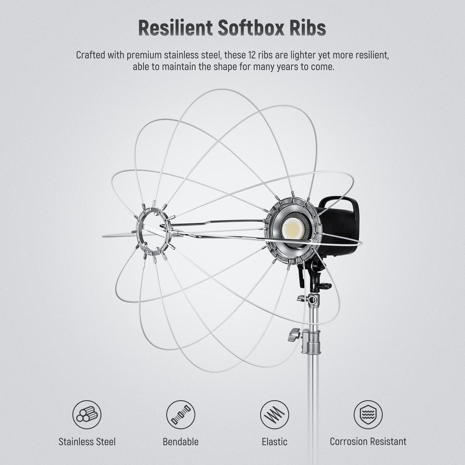 NEEWER NS65L Lantern Softbox features resilient softbox ribs.