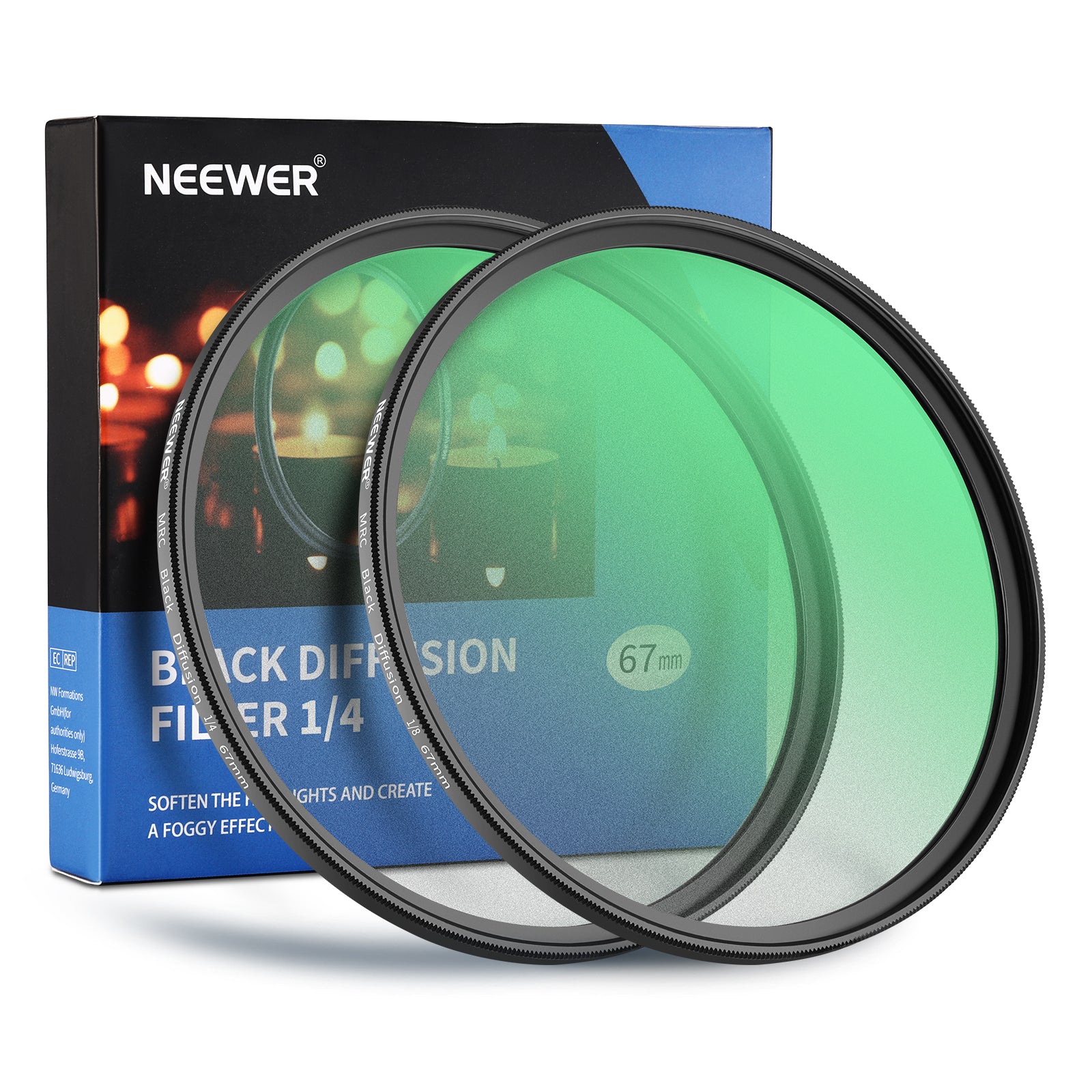 NEEWER 1/4 & 1/8 Black Diffuser Lens Filter Kit