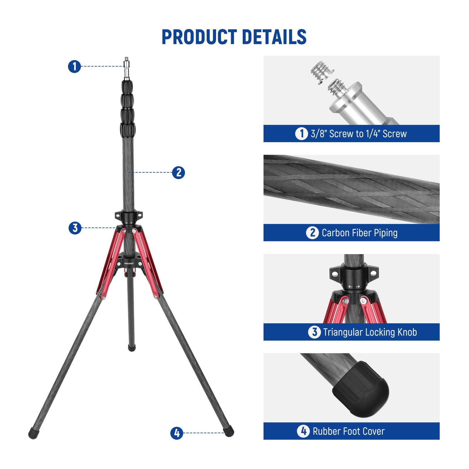 Product details of the NEEWER ST210R Travel Light Stand