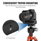 The 1/4” thread at the bottom enables convenient mounting on tripods