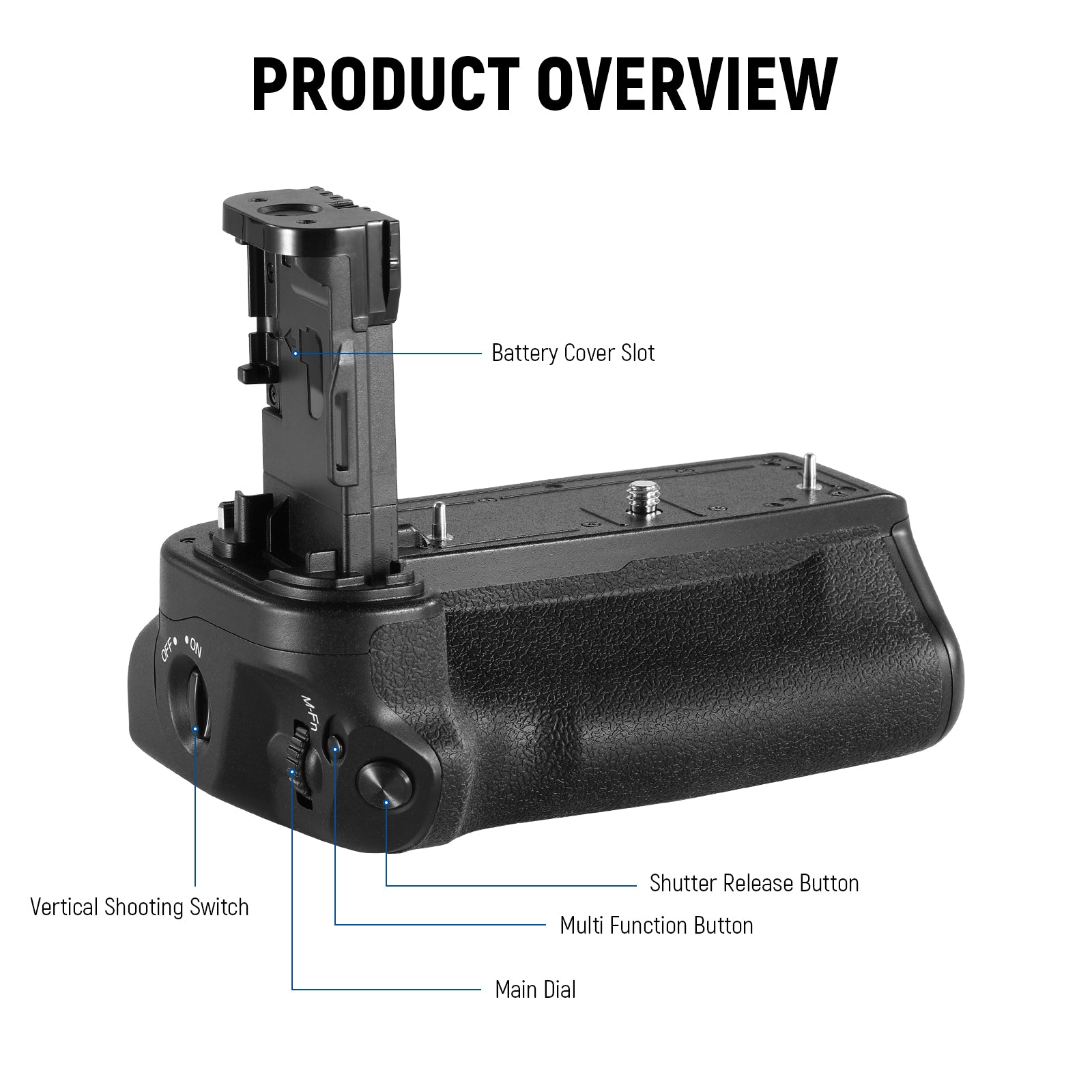 Product details of the NEEWER BG-R10 Battery Grip for Camera with Remote Control