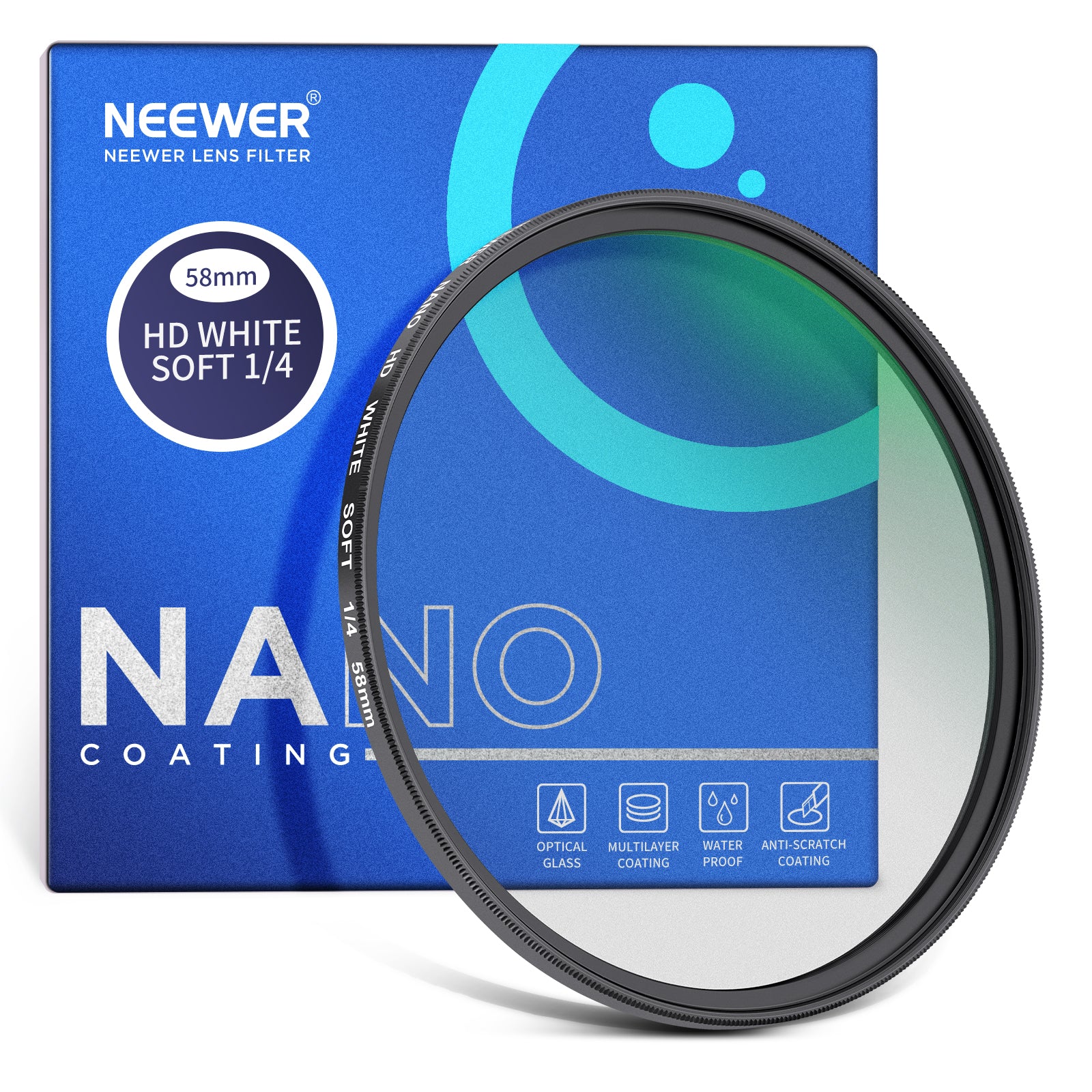 NEEWER 58mm 1/4 Soft White Diffusion Filter