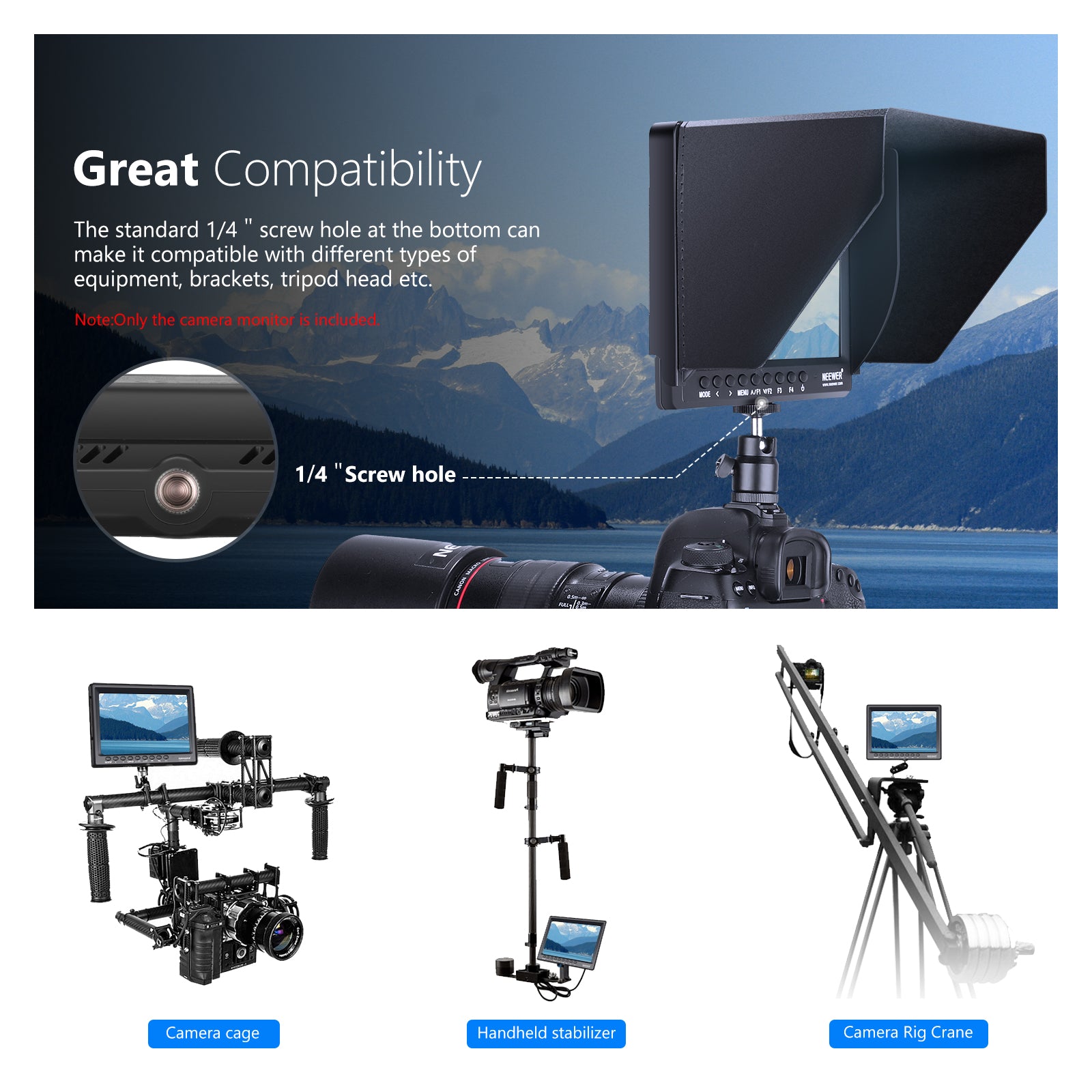 Wide Compatibility of the NEEWER F100 Camera Field Monitor