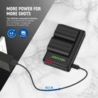 The battery grip can accommodate up to two 2250mAh LP-E6/LP-E6N/LP-E6NH batteries.