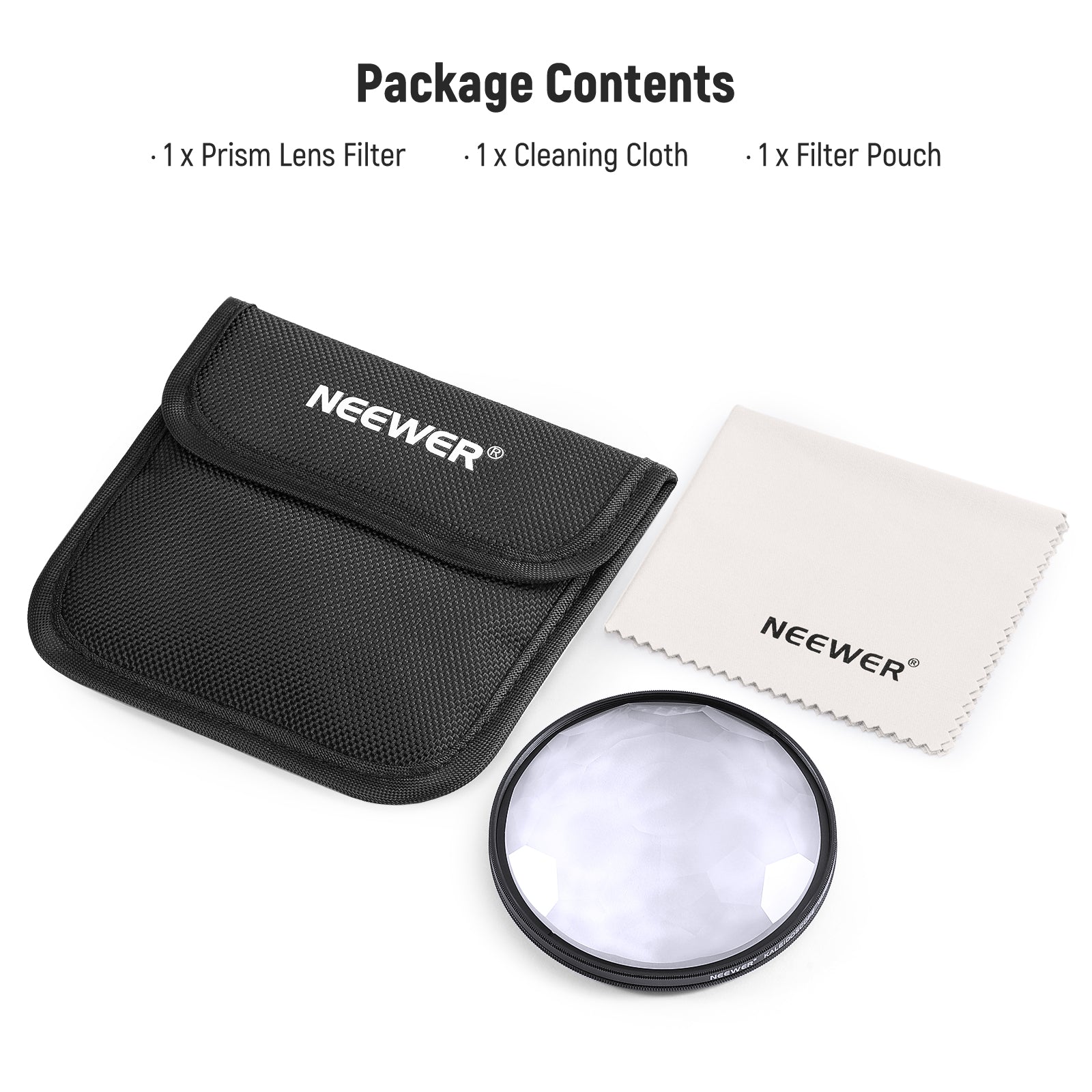 Package Contents of the NEEWER FL-E1 Kaleidoscope Prism Lens Filter