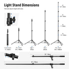 Product dimensions of the NEEWER 300cm Air Cushioned Light Stand