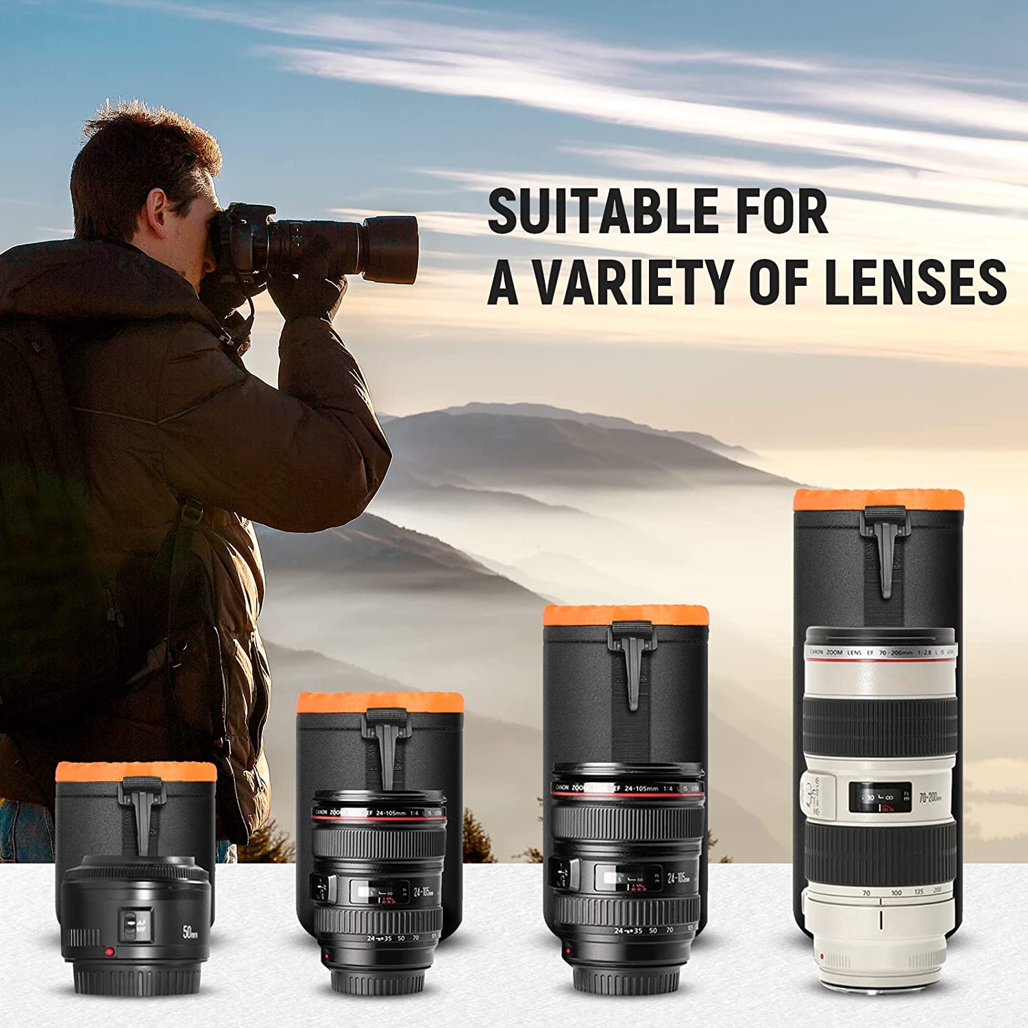 NEEWER Lens Pouch is suitable for a variety of lenses.