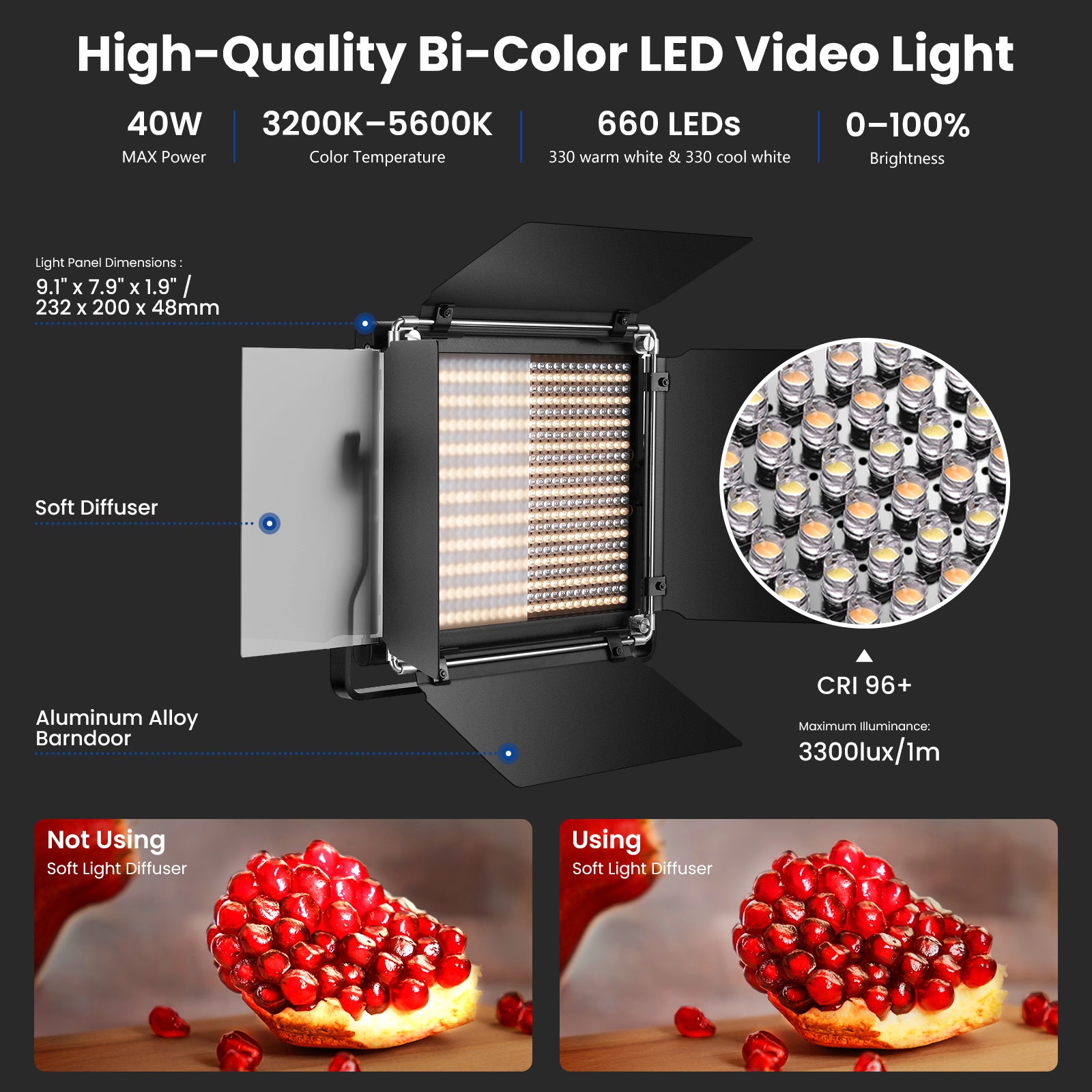 High-Quality Bi-Color Dimmable LED Video Light
