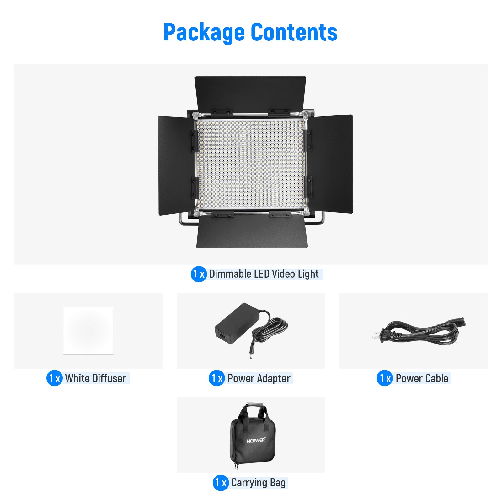 Package Contents of the NEEWER NL660 Bi-Color LED Panel Light