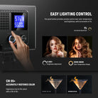 NEEWER NL-120B Bi Color LED Video Panel Light offers a high CRI of 95+ for true to life color accuracy