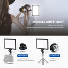 With a 1/4" cold shoe adapter, the fill light equipment can be attached to the top of DSLR cameras.