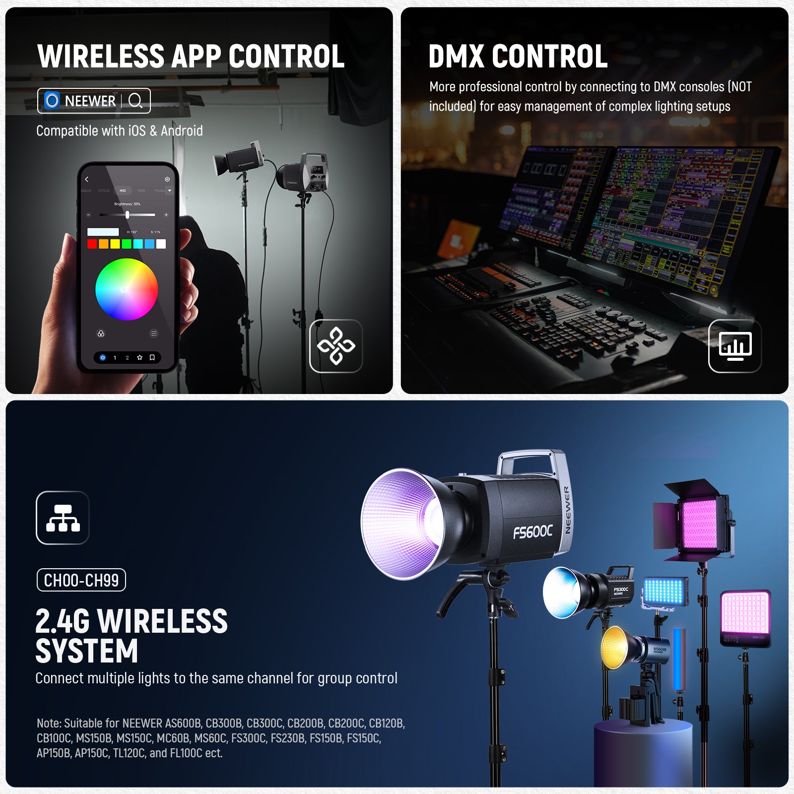 The FS600C offers 4 control methods