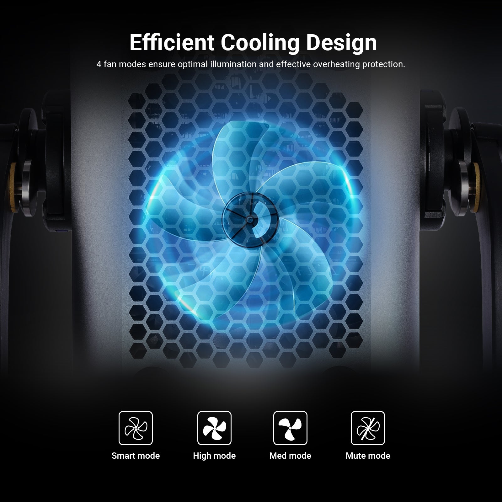 NEEWER AS1200B Bi-Color COB LED Studio Video Light features a smart cooling fan.