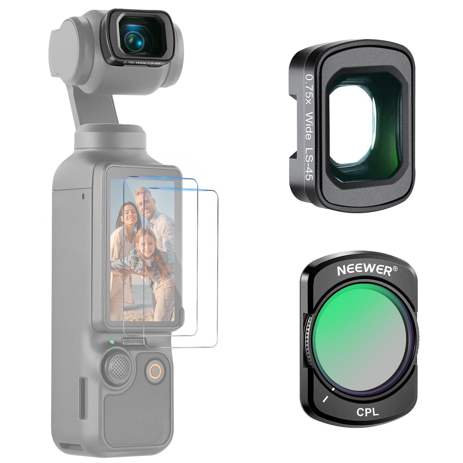 NEEWER CPL Filter+0.75X Wide Angle Lens For DJI Osmo Pocket 3