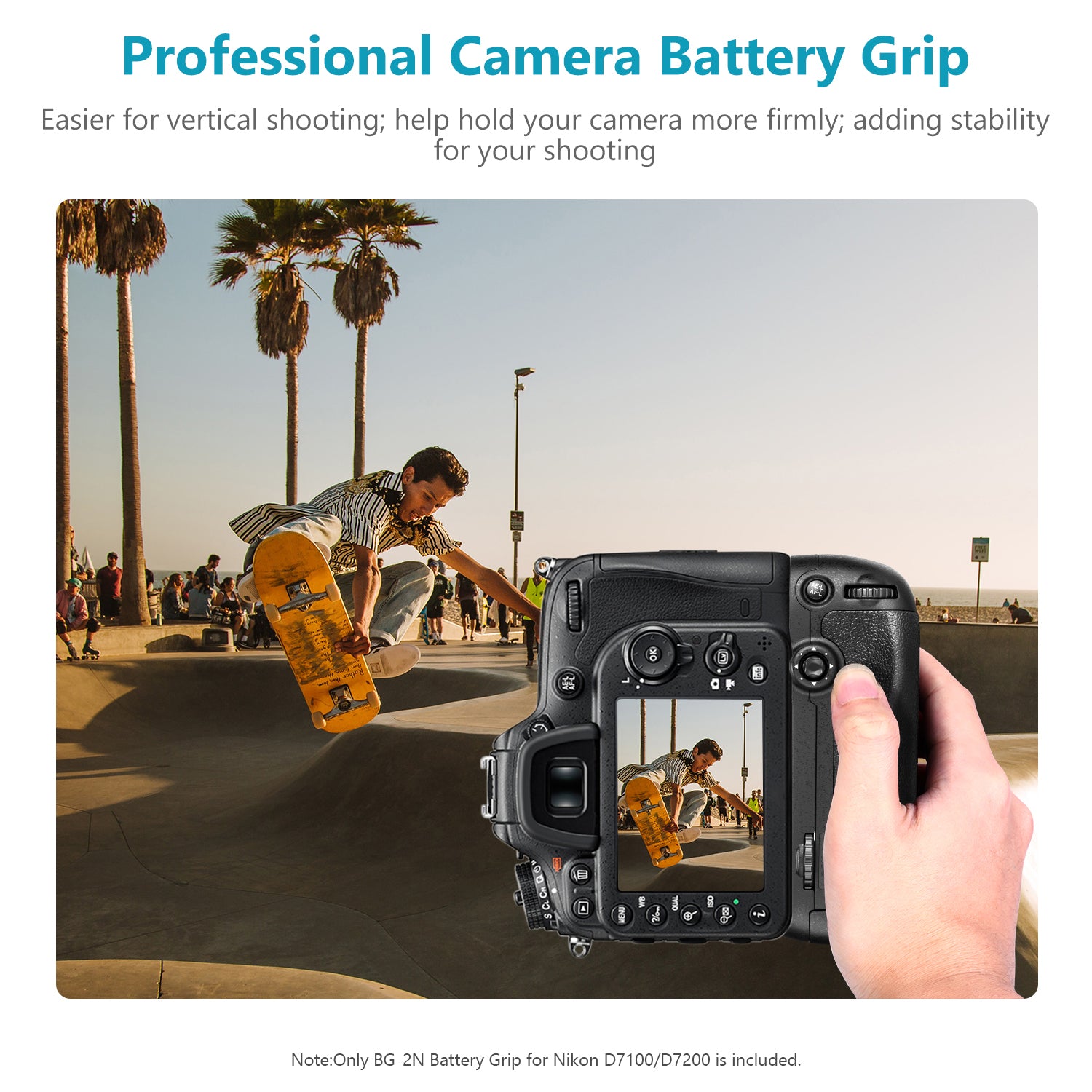 NEEWER Replacement Battery Grip adds stability for your shooting.