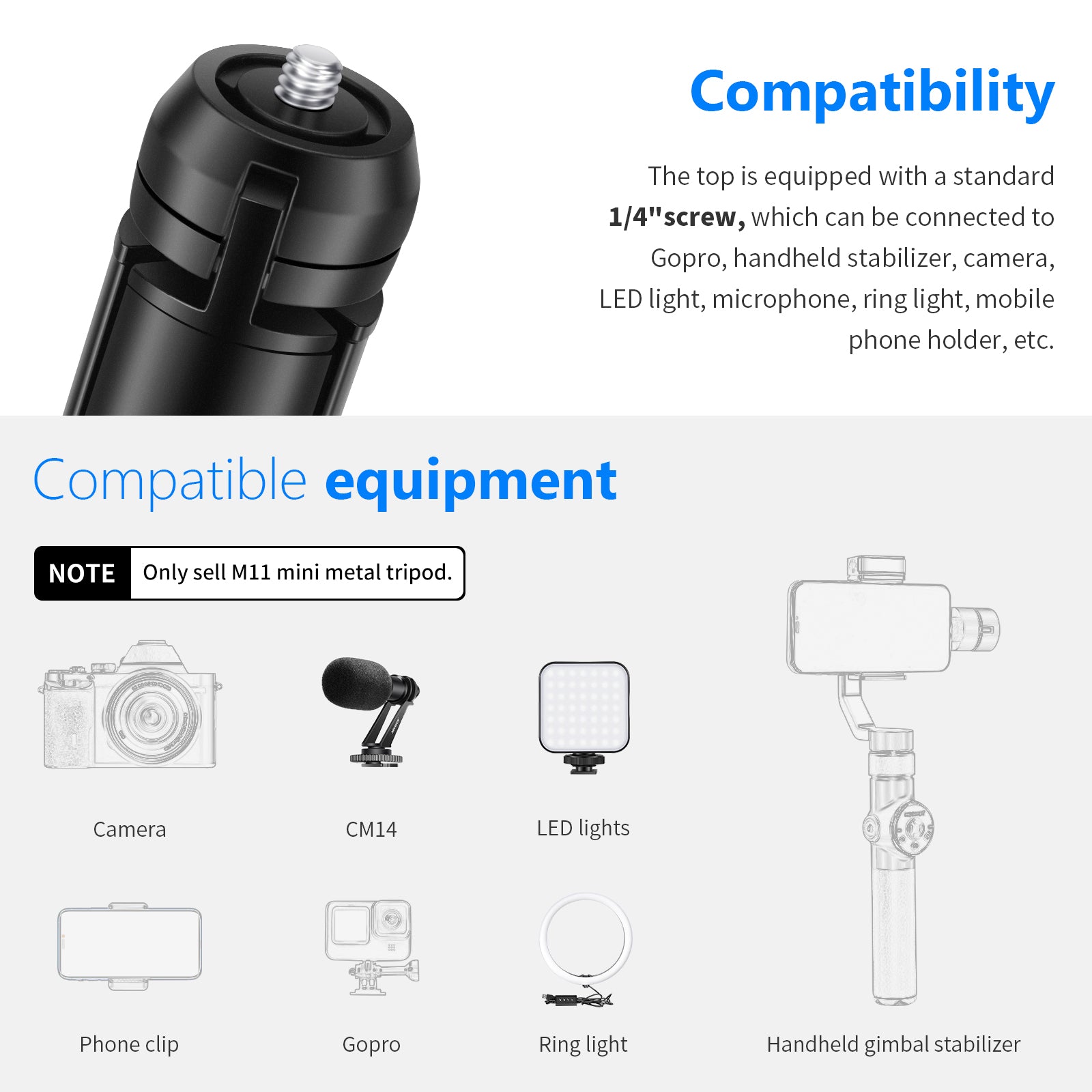 Wide Compatibility of the NEEWER Compact Tabletop Tripod