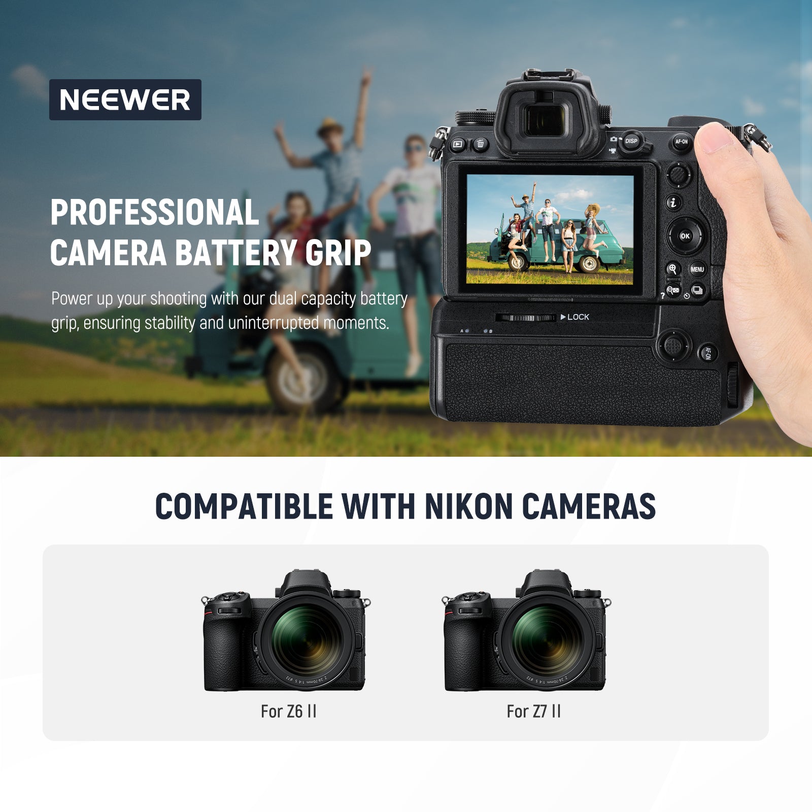 NEEWER MB-N11 Vertical Battery Grip is compatible with Nikon Z6 II and Z7 II cameras