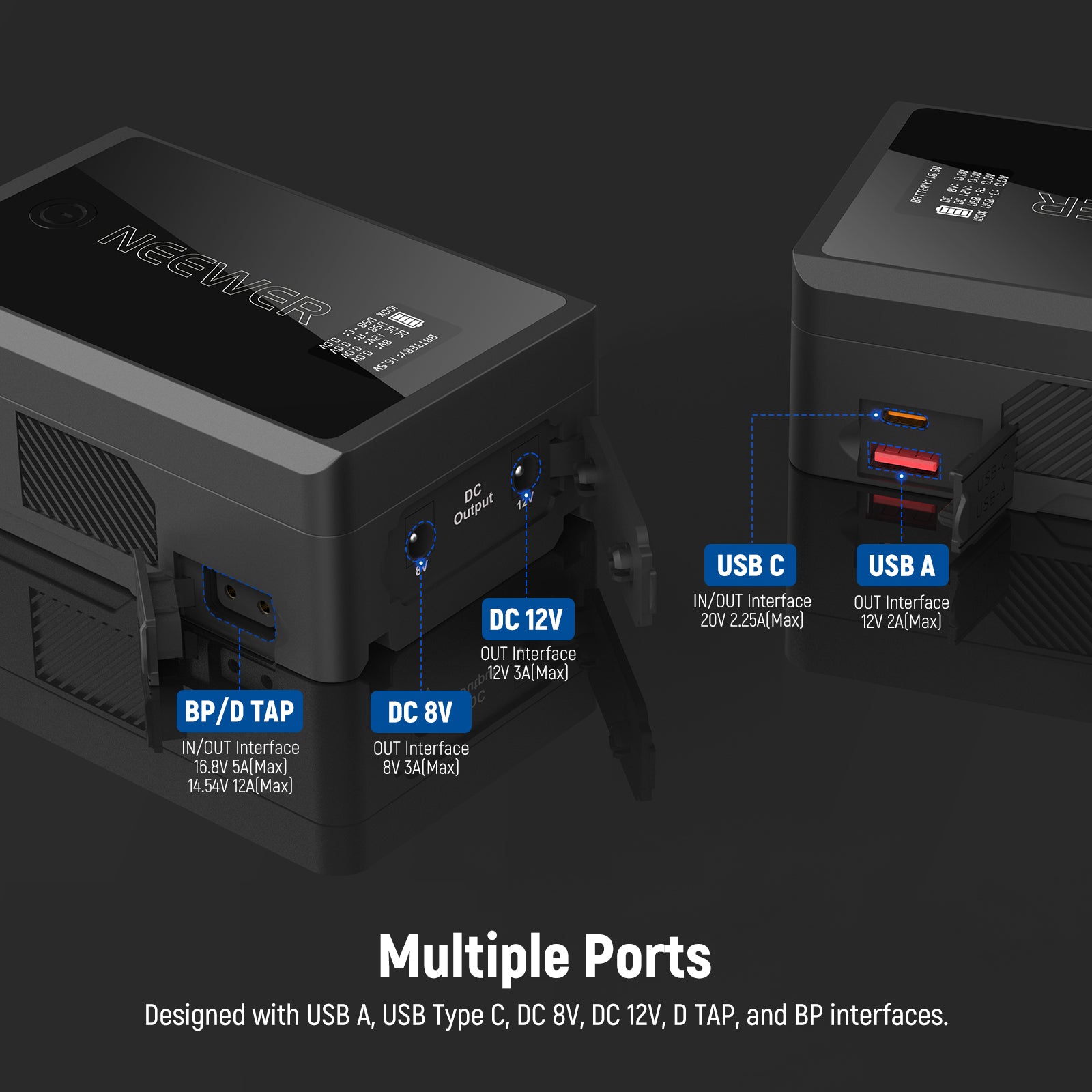 NEEWER PS050E 50Wh V Mount Battery with multiple ports.