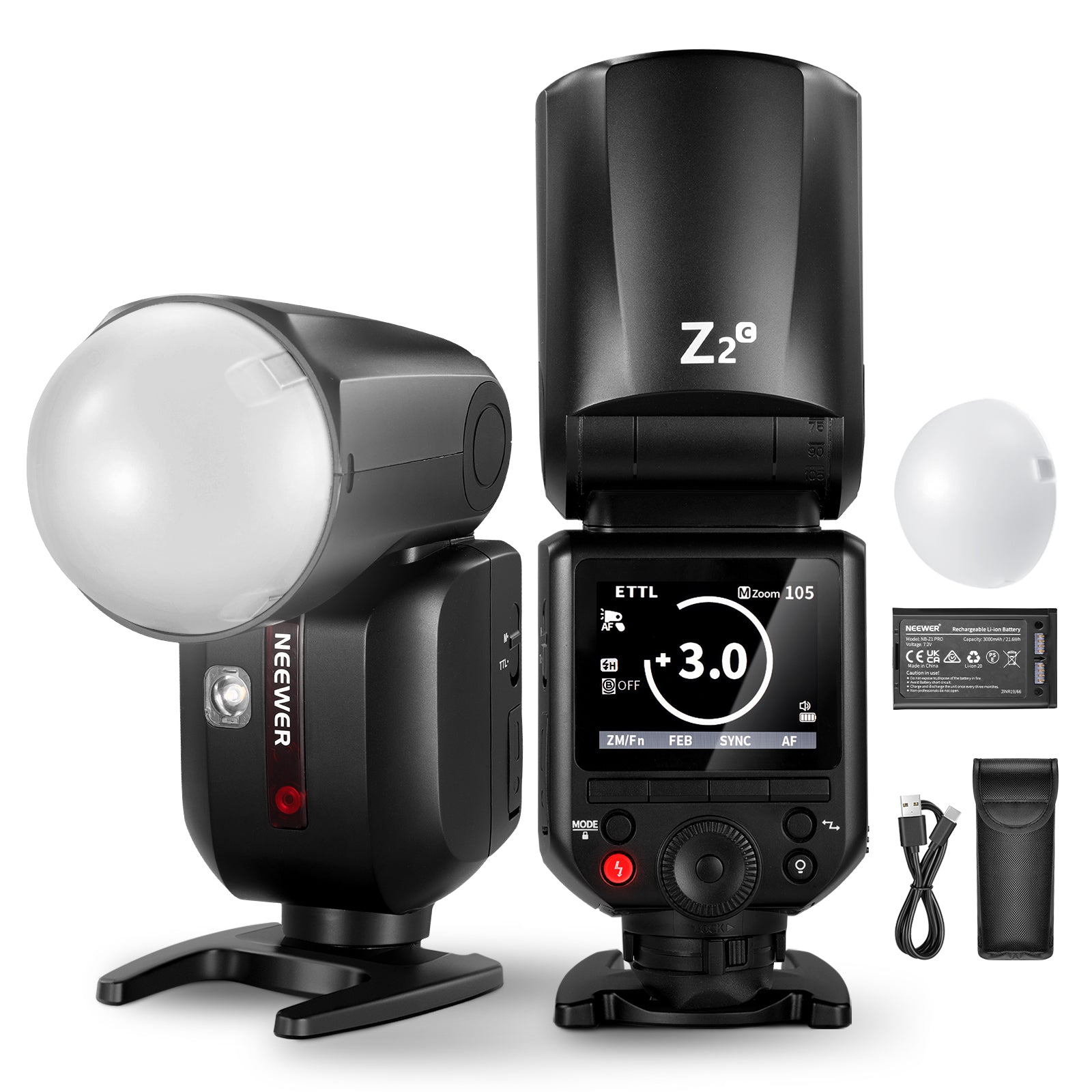 NEEWER Z2 TTL Round Head Flash Speedlite with Diffuser