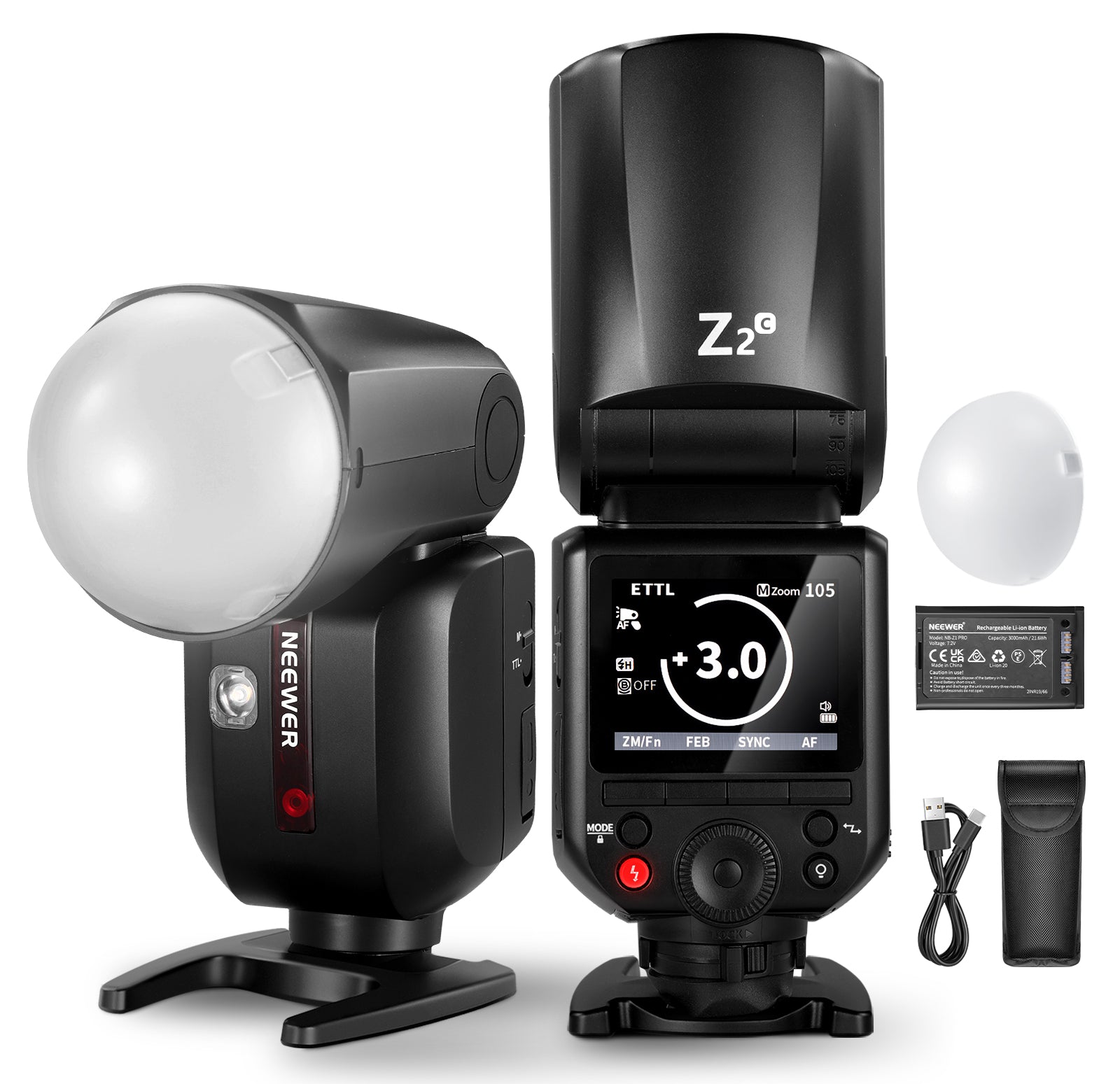 NEEWER Z2 TTL Round Head Flash Speedlite with Diffuser