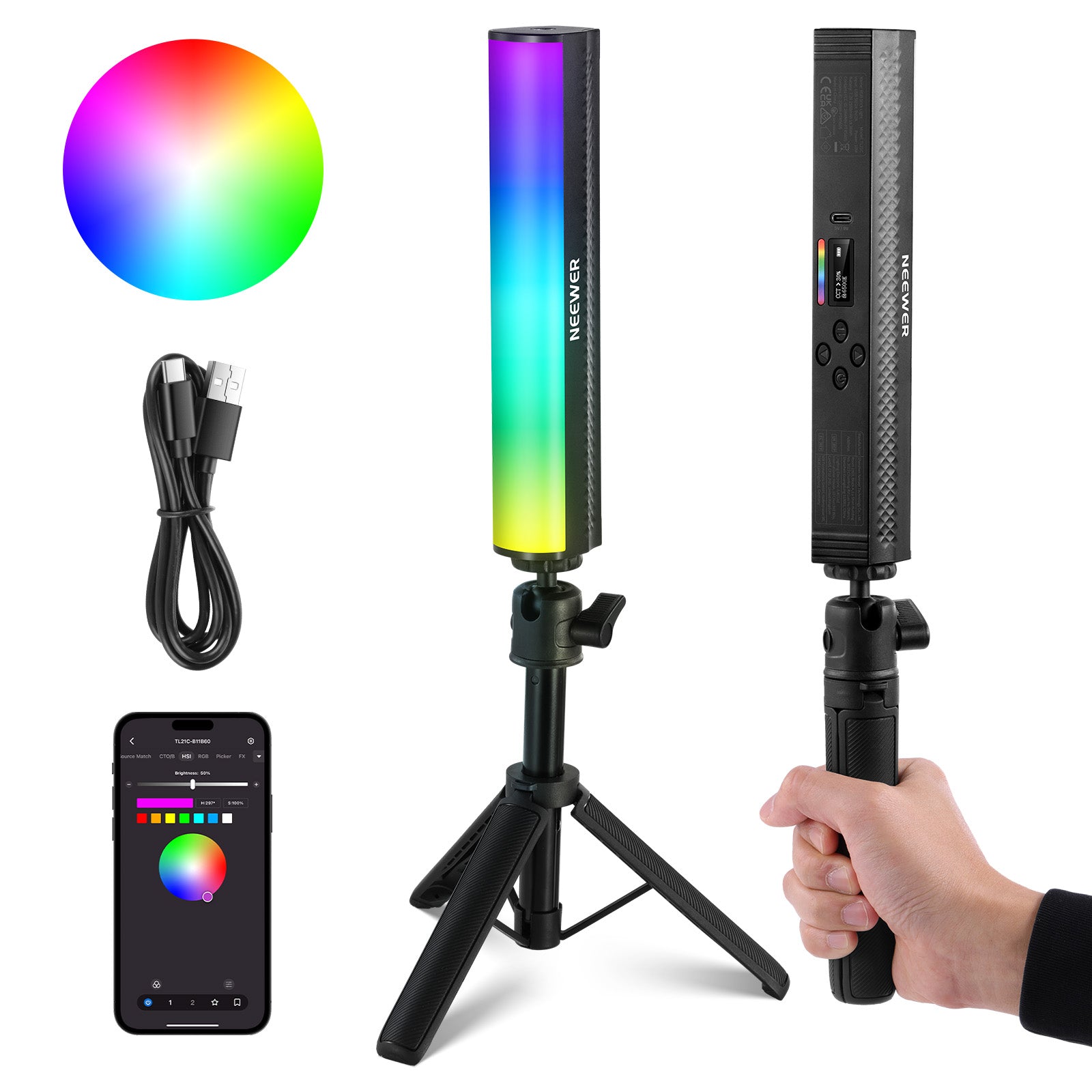 NEEWER TL21C RGB Handheld Light Wand Kit