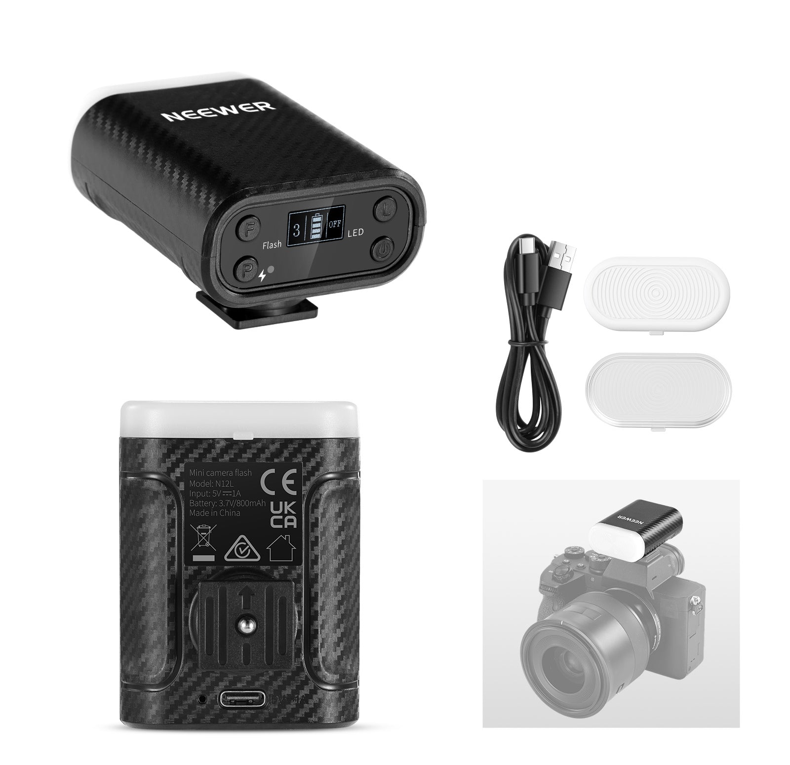 NEEWER N12L Mini Camera Flash with Video Light