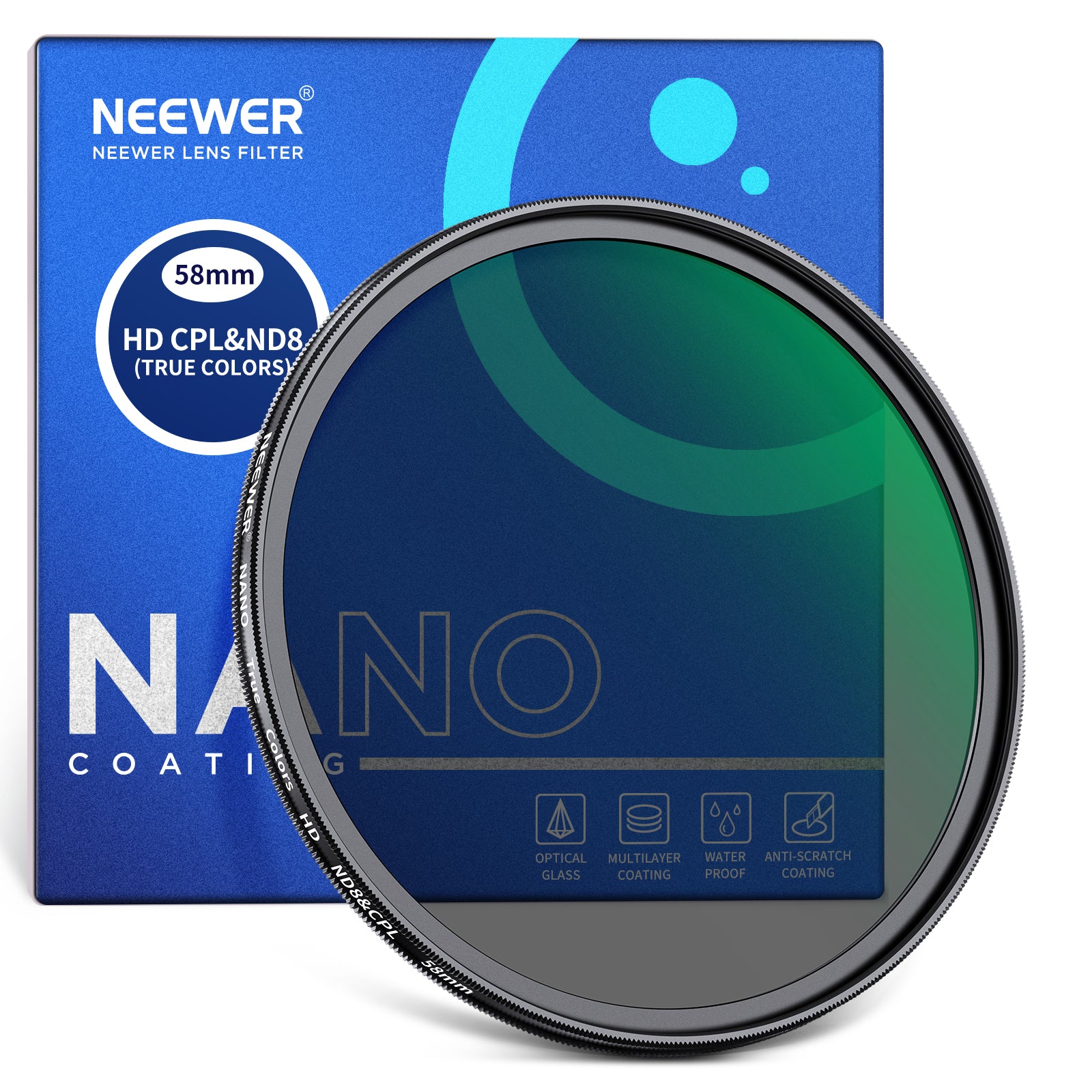 NEEWER 2-in-1 True Colors HD ND8 & CPL Lens Filter
