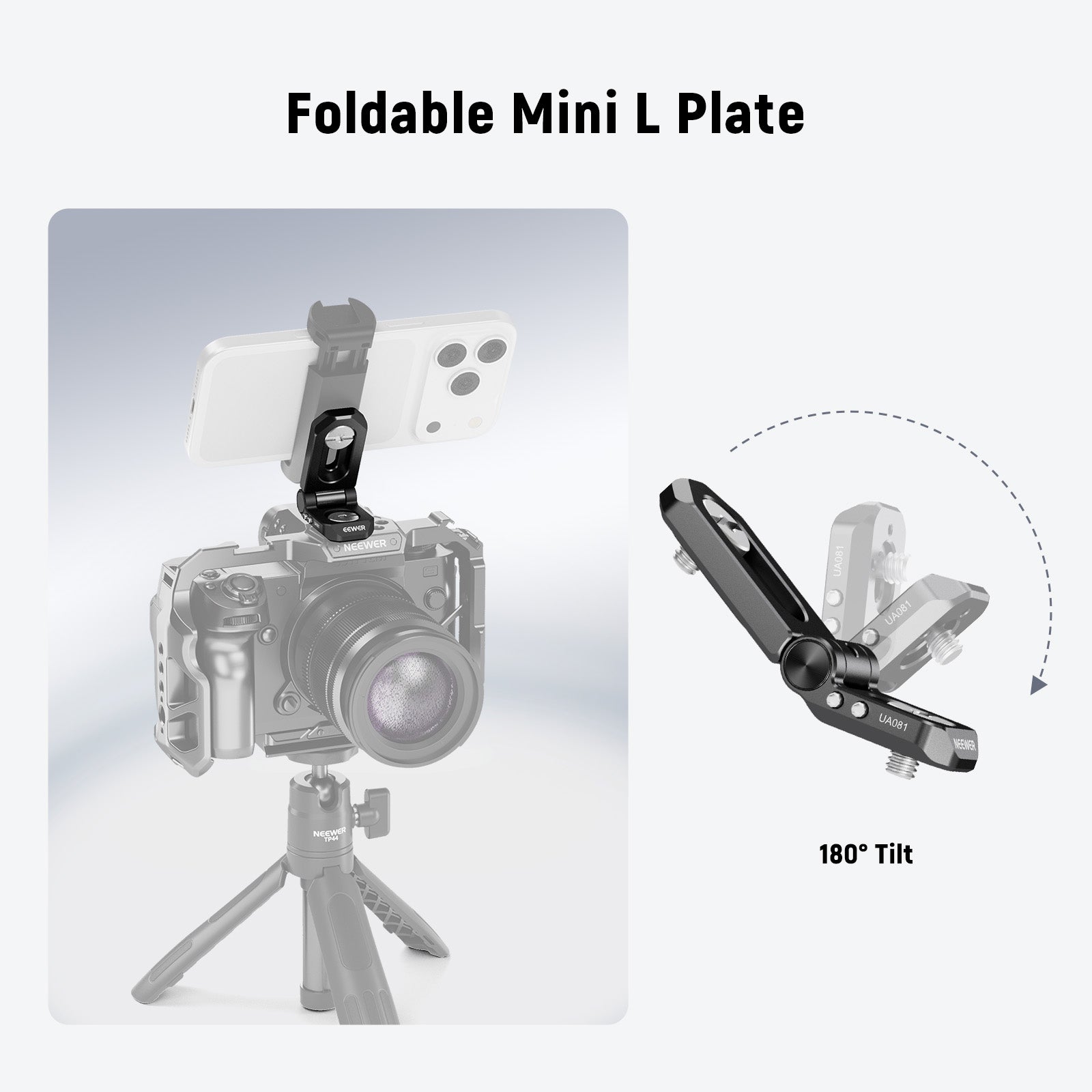 This compact L shaped bracket plate folds 180°