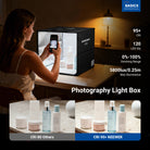 A girl is using the NEEWER LB30B Photo Light Box to shoot cosmetics.