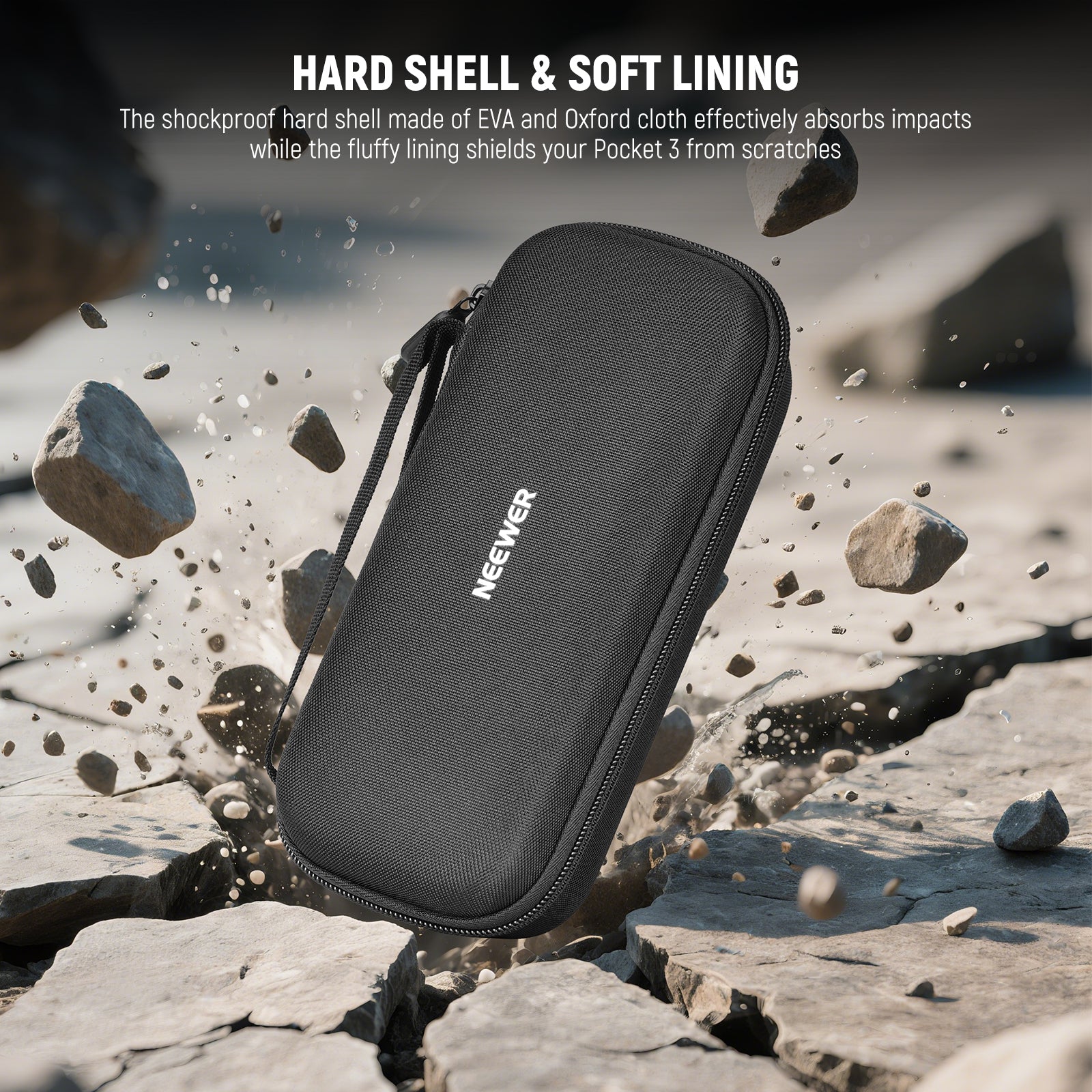 Shockproof EVA hard shell and Oxford fabric effectively absorbs impacts