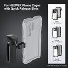 NEEWER PA148 Quick Release Side Handle fits NEEWER phone cage stabilizers with QR mounting slots.