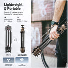 NEEWER LT39 Portable Carbon Fiber Travel Tripod is easy to fit inside a carry on luggage.