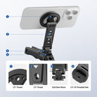 The tripod phone holder comes with several 1/4" standard threaded holes