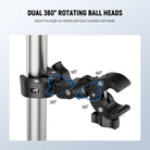 The adjustable pole C clamp offers 360° rotation and 180° tilt at both ends