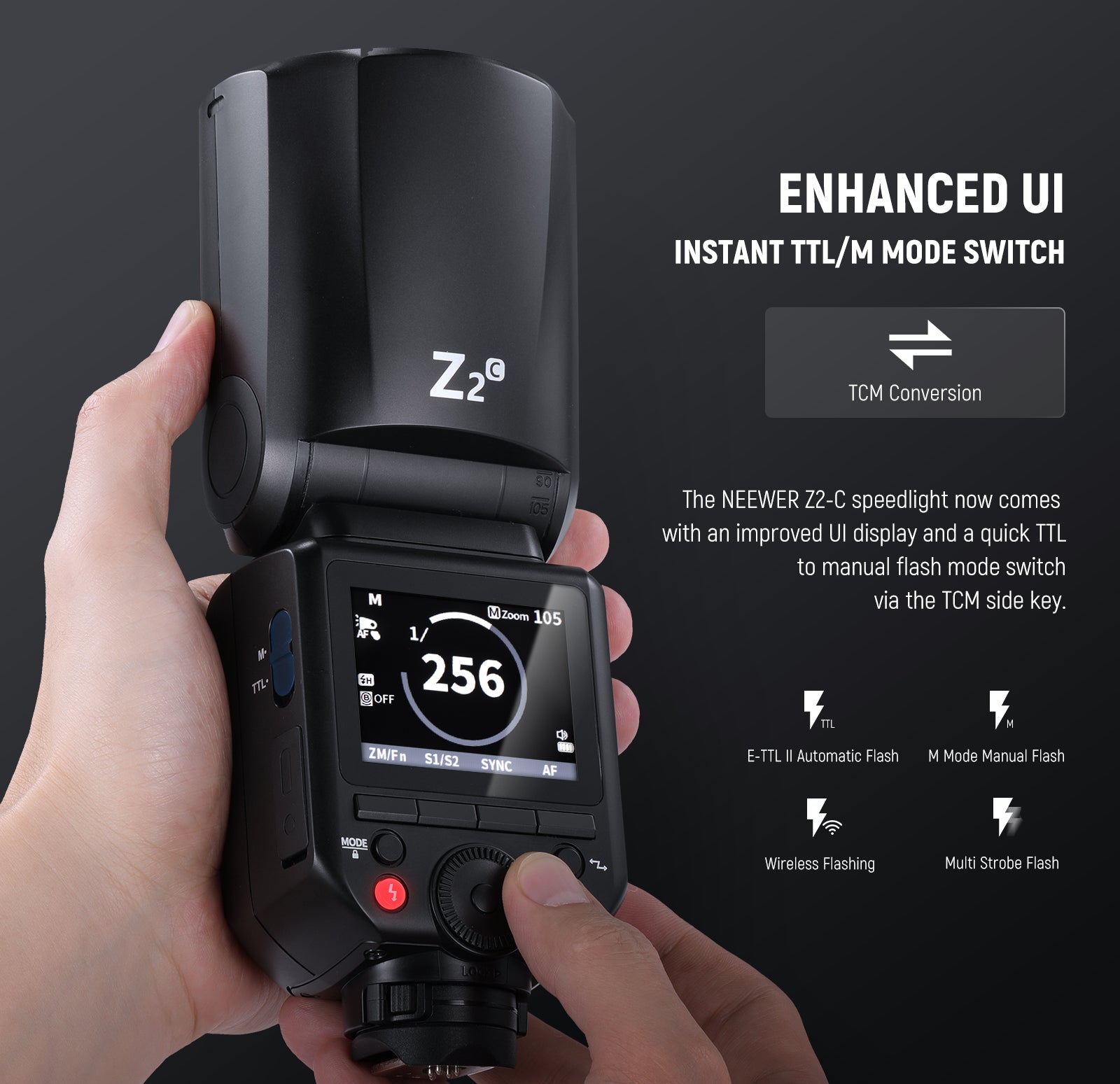 NEEWER Z2-C speedlight comes with a quick TTL.