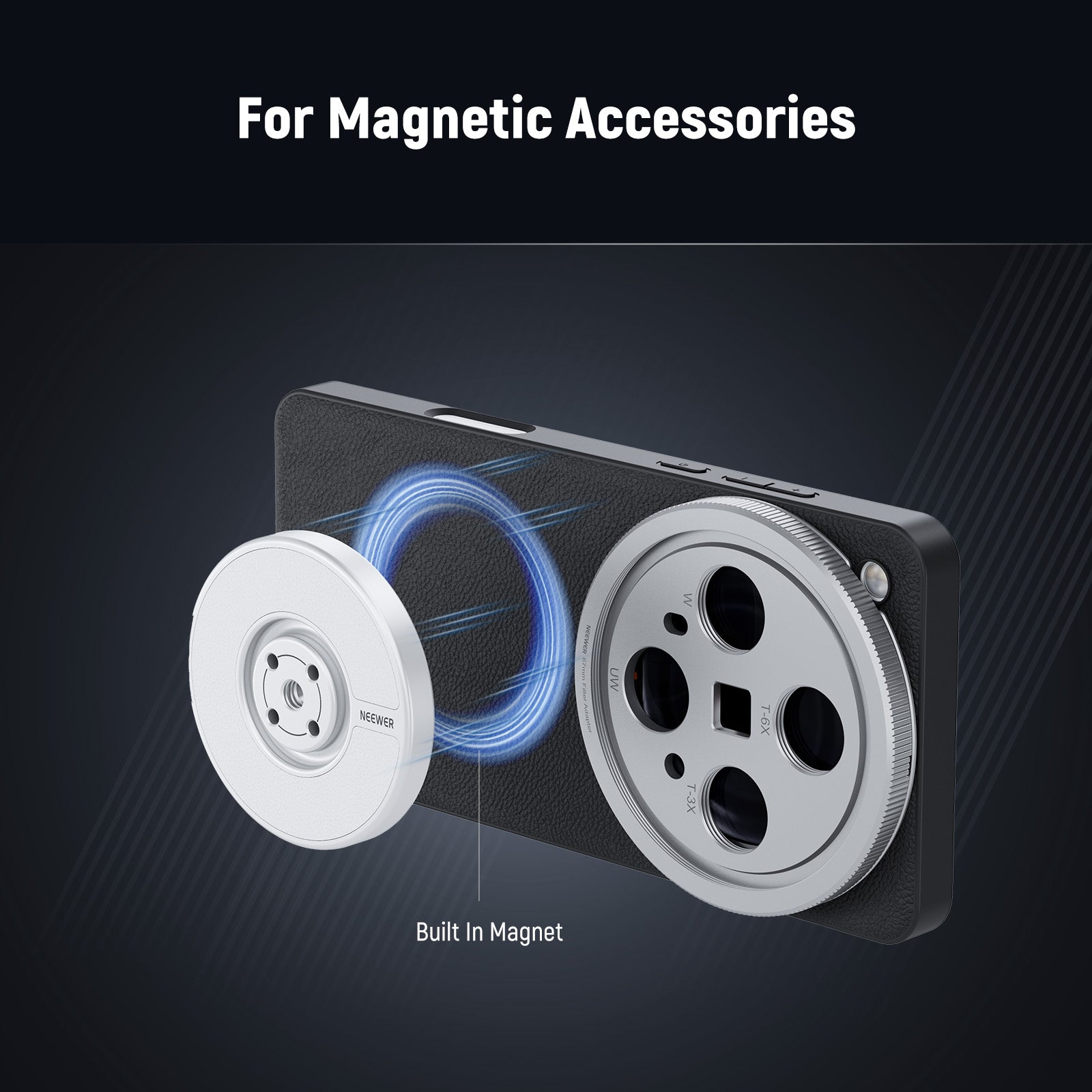 The phone case allows smooth wireless charging and works with different magnetic accessories.