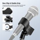 The spring loaded microphone clamp with non slip pads to prevent slipping