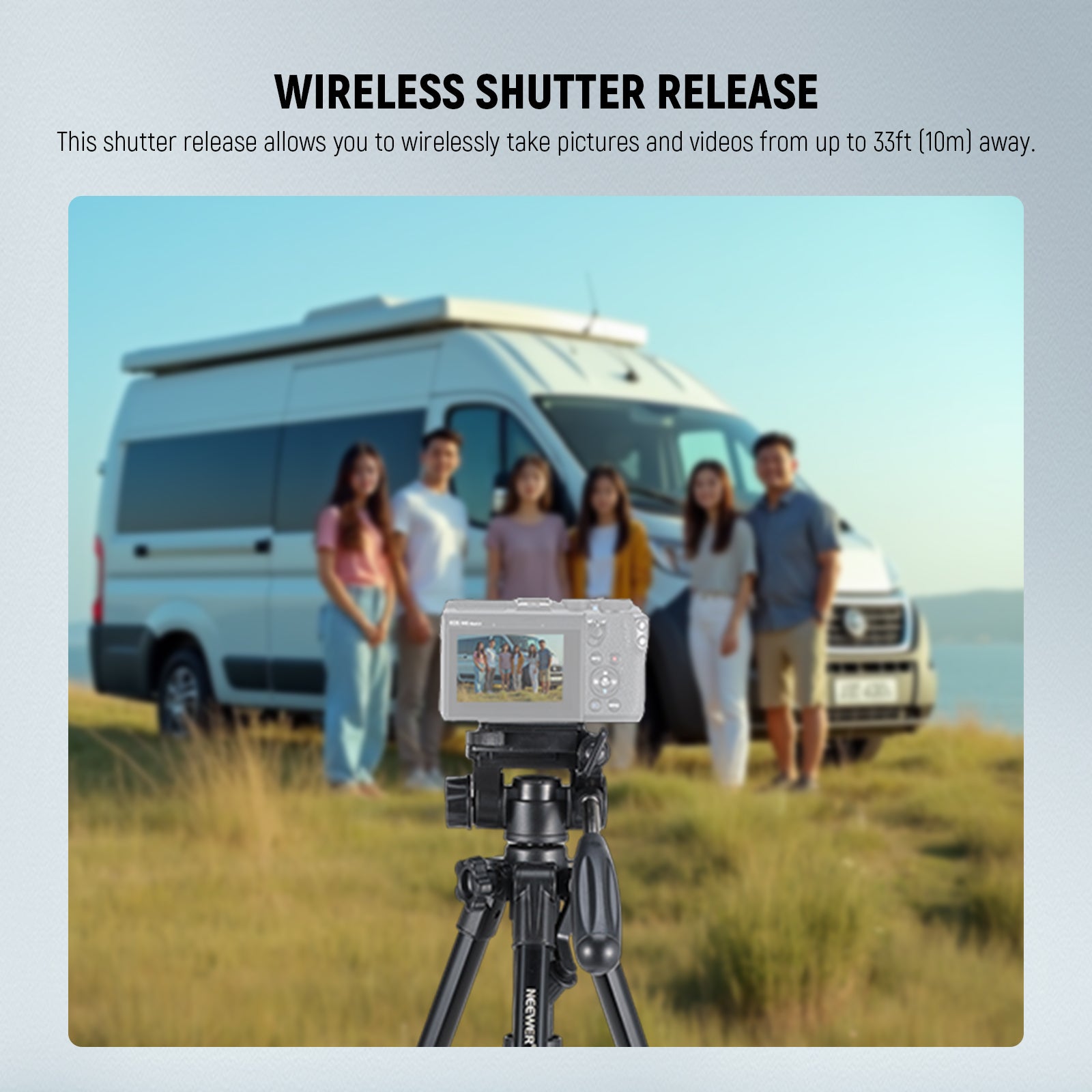 This mini tripod features the shutter release, allowing you to wirelessly take pictures and videos.