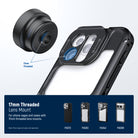 Attach the phone lens clip to the main camera and mount the lens via the 17mm thread.