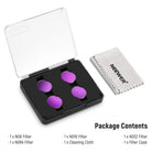 Package Contents of the NEEWER FLB01 4 Pack ND Filter Kit For Insta360 GO 3S