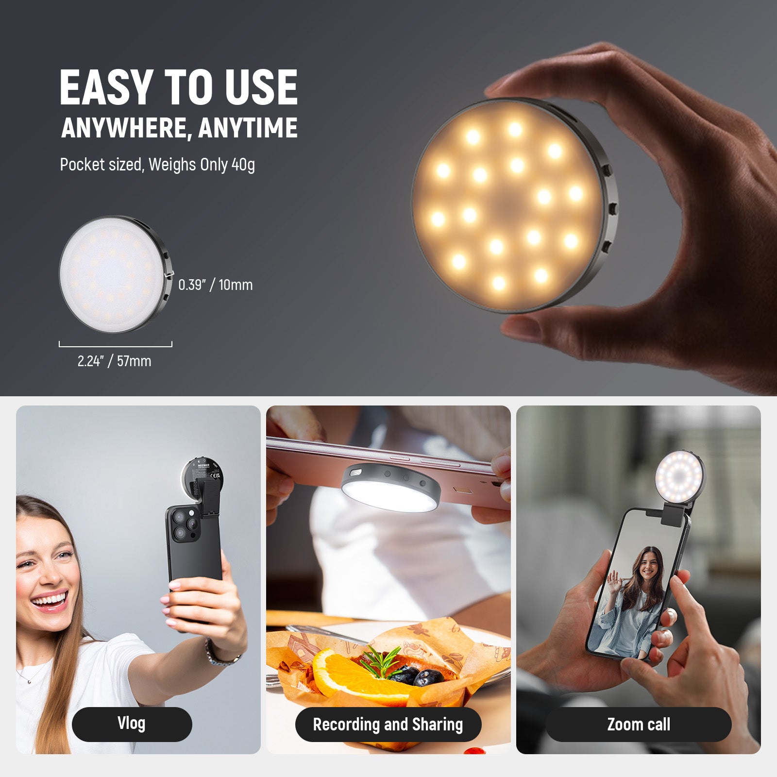 NEEWER NL32R Magnetic Portable Fill Light is easy to use.