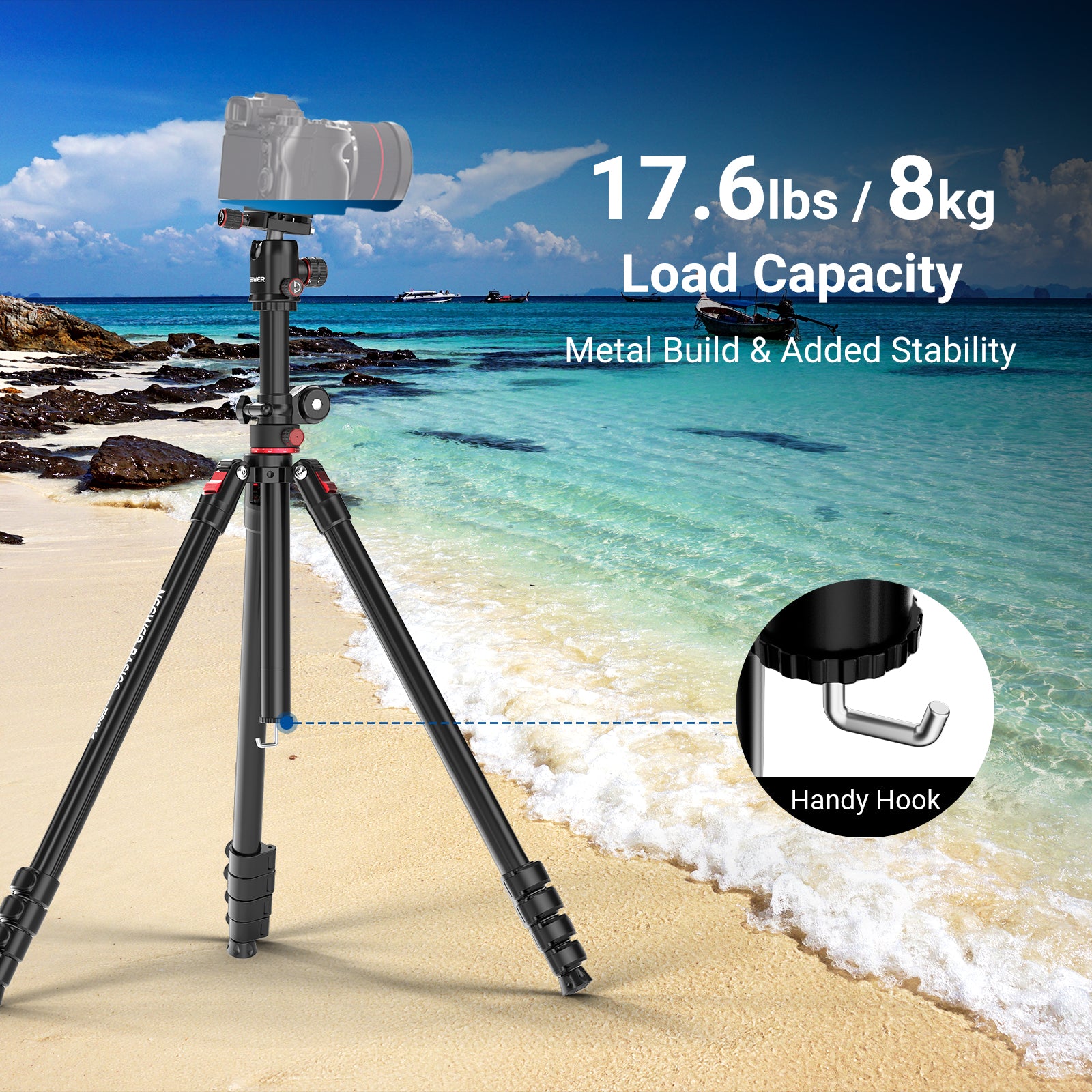 NEEWER TP014 Overhead Horizontal Camera Tripod Monopod supports up to 8kg.
