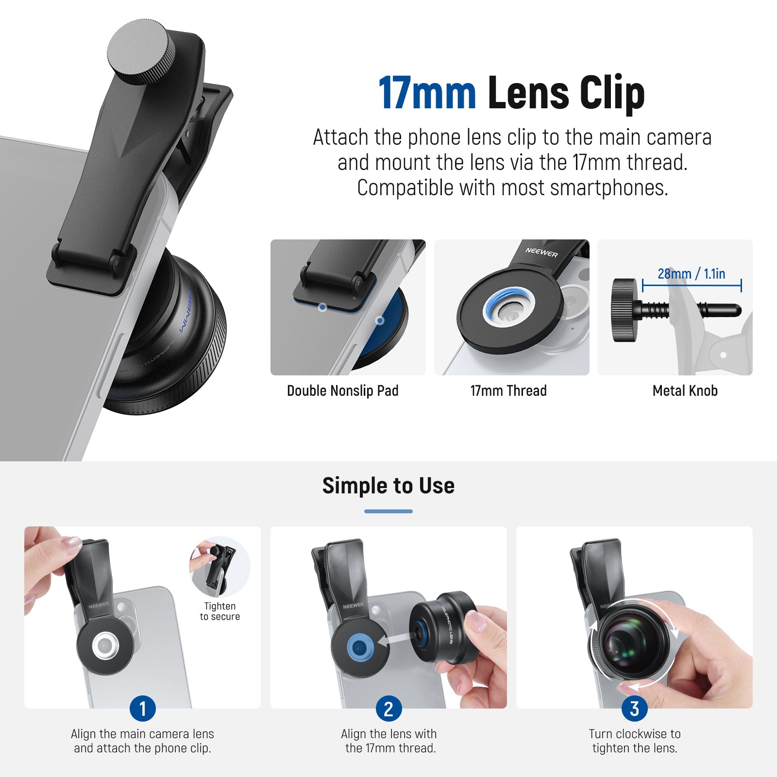 17mm Phone Lens Clip